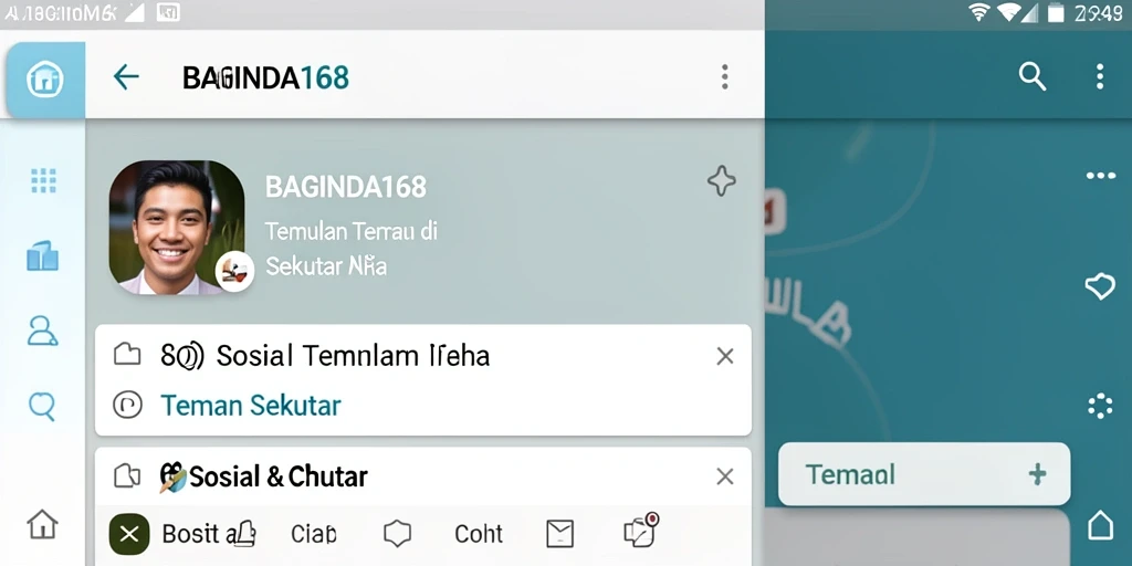 Tampilan antarmuka utama BAGINDA168 untuk menemukan teman sekitar.