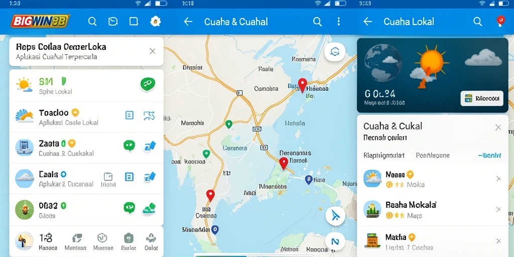 Antarmuka aplikasi BIGWIN88 menampilkan informasi cuaca lokal yang jelas dan informatif.