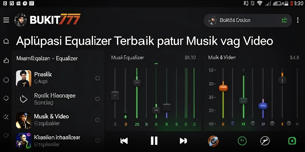 Antarmuka BUKIT777 menampilkan kontrol equalizer yang intuitif dan menarik.