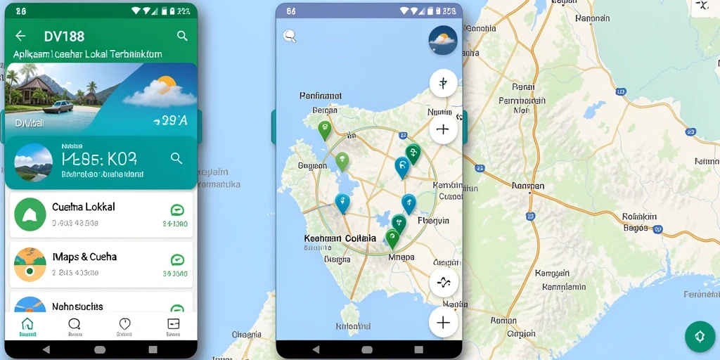 Antarmuka aplikasi DV188 yang menampilkan informasi cuaca lokal.