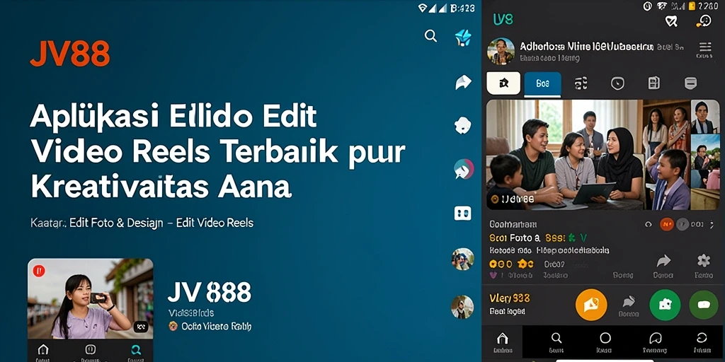 Tampilan antarmuka JV88 untuk editing video reels yang mudah digunakan.