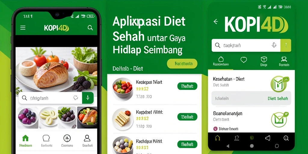 Antarmuka aplikasi KOPI4D yang intuitif dan menarik untuk Diet Sehat.