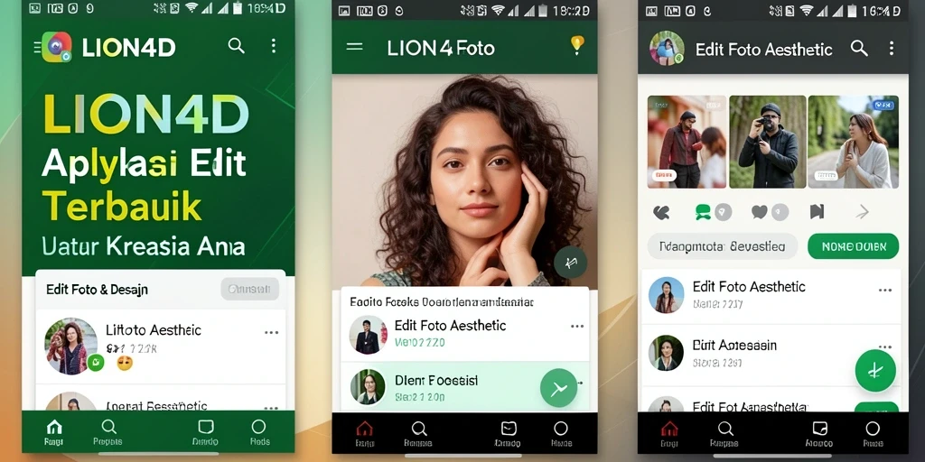 Tampilan antarmuka LION4D dengan berbagai pilihan filter aesthetic.