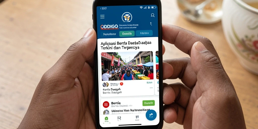 Tampilan antarmuka ODDIGO yang menarik dan fungsional untuk berita daerah.