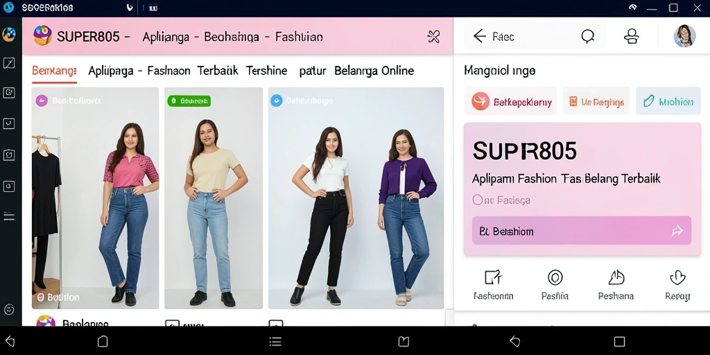 Tampilan antarmuka aplikasi Fashion SUPER805 yang modern dan mudah digunakan.